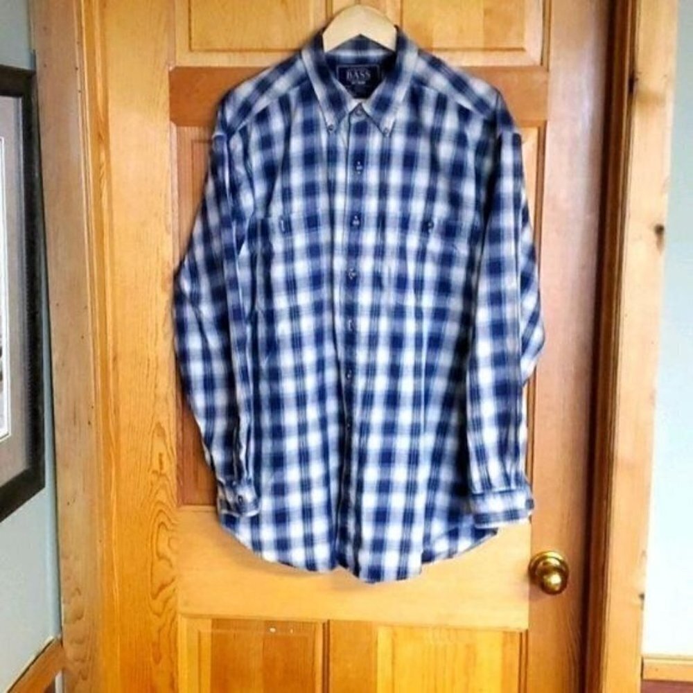 G.H. Bass & Co. BASS Teal Plaid Casual Buttoned Down Sz. L Shirt
